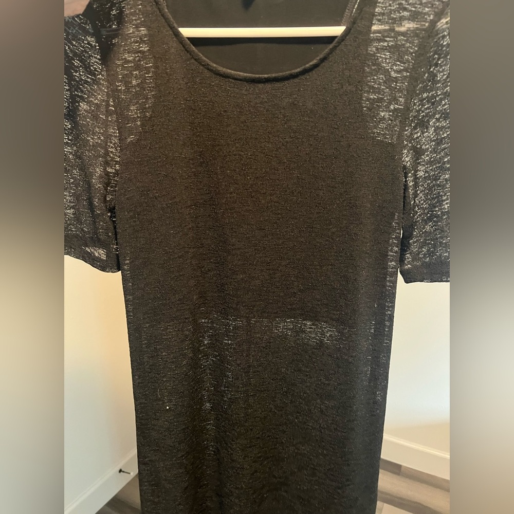 BCBGeneration Black Sheer Tunic Top